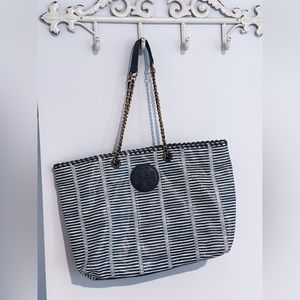 Tory Burch Navy Snakeskin Tote